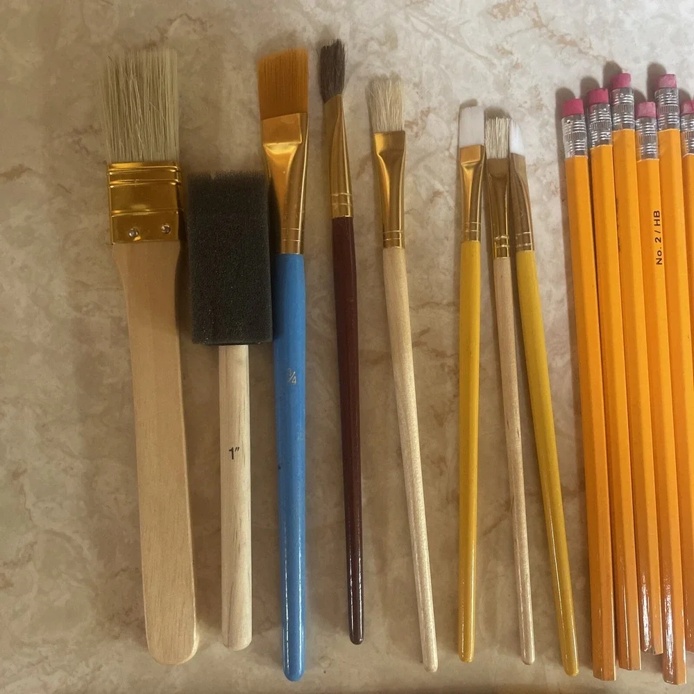Artist Supplies Paint Brushes No.‎ 2 Pencils Ruler Zippered Pouch